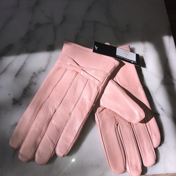 🎁Beautiful leather Pink Gloves w/soft lining - Picture 2 of 2